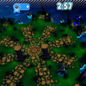 In dieser Spielwelt gibt es Punkte dafür, die gegnerischen Spieler von der Insel zu pusten.
